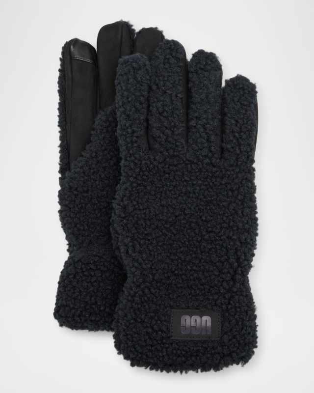 Men's UGGfluff Fleece and Leather Gloves